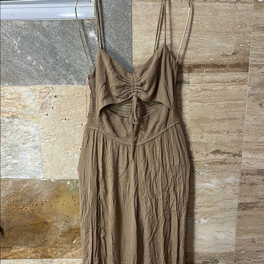 Brown Sleeveless Maxi Dress